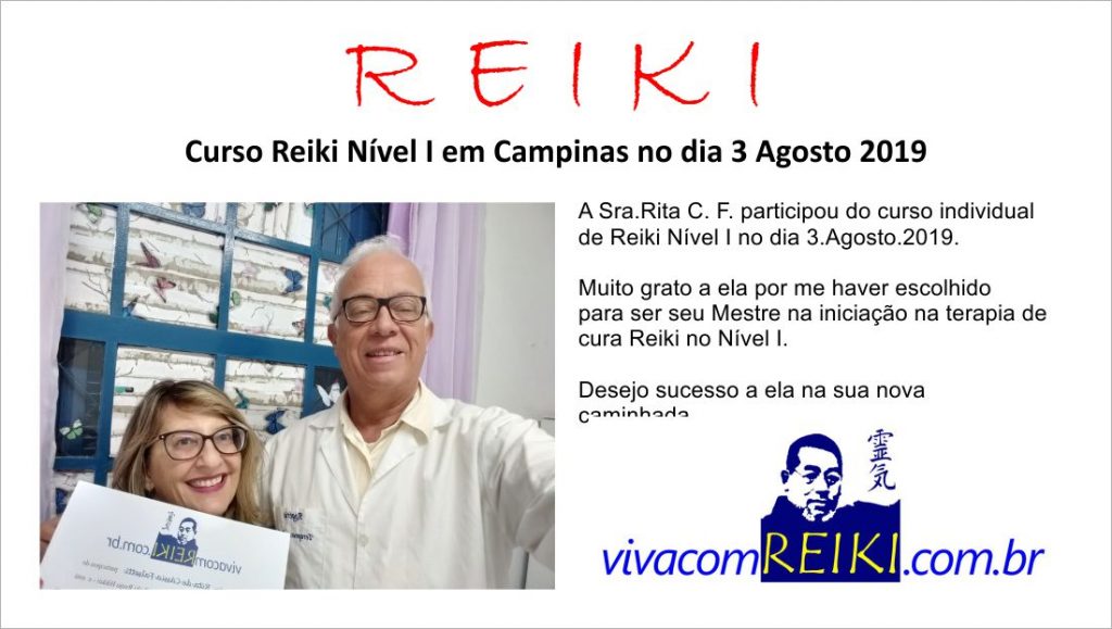 Mais um curso Reiki Nível I em Campinas no dia 3 de Julho 2019